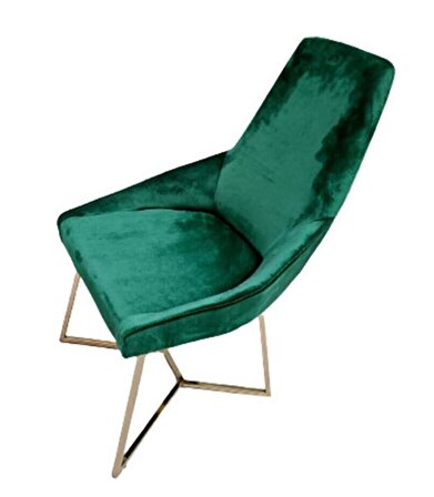 Bengi Sandalye PİRAMİT Model Metal Transmisyon Gold Renk Kaplama Baby Face Yeşil kumaş  1adet El Yapım