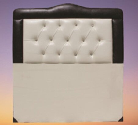 Bengi Başlık ALC YAĞMUR Model 150 cm Baby Face Kumaş Kenarları SUNİ DERİ Krem-Siyah Renk El Yapımı