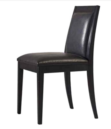 Sandalye19827 ZUS089 Çerçeve Sırt Model Kayın Ayak Siyah Suni Deri Döşem El Yapım