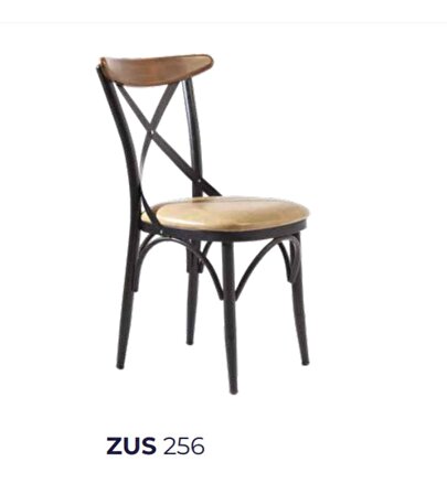 Bengi Sandalye Zus256 ÇAPRAZ PAPEL Sırtlık Model Siyah-Açık Ceviz-Bej Yumuşak Oturum Ahşap Kayın El Yapım