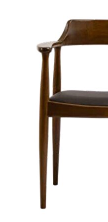 Bengi Sandalye Zus138  Tam Kolçak Model Suni Deri Döşeme Kayın Torna RETRO Ayak Parlak Ceviz El Yapım