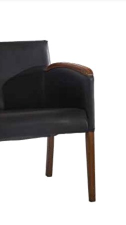 Bengi Sandalye Zus192 Giydirme Berjer Model Ahşap Kayın İskelet Siyah Suni Deri Kumaş El Yapım