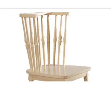 Bengi Sandalye Zus200 Çıtalı Oval Sırtlık Model Ahşap Kayın İskelet Parlak Krem Boya El Yapım