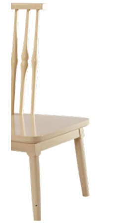 Bengi Sandalye Zus200 Çıtalı Oval Sırtlık Model Ahşap Kayın İskelet Parlak Krem Boya El Yapım