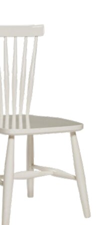 Bengi Sandalye Zus201 Çıtalı Oval Sırtlık Model Ahşap Kayın İskelet Parlak Beyaz Boya El Yapım