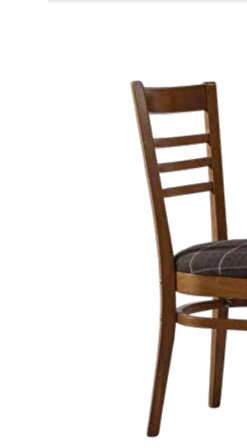 Bengi Sandalye Zus225 ÇITA Model Parlak Ceviz Boya Ahşap Kayın İskelet Kareli Şönil Yumuşak Oturum ElYapım