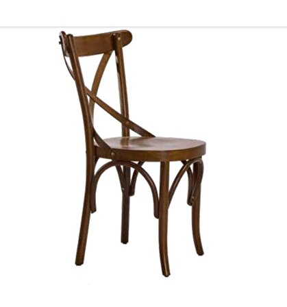 Bengi Sandalye Zus247 YÜKSEK ÇITA ÇAPRAZ Sırtlık Model Kolçaksız Ceviz Renk Ahşap Kayın El Yapım