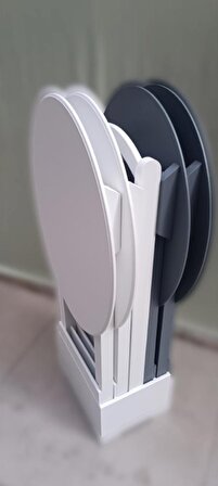 Çanta Zigon Sehpa Oval Model Dörtlü Ahşap Mdf Beyaz ve Gri  Renk Uyumu El Yapımı