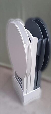 Çanta Zigon Sehpa Oval Model Dörtlü Ahşap Mdf Beyaz ve Gri  Renk Uyumu El Yapımı