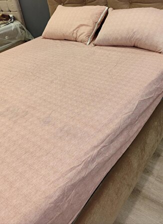 Fitted Çarşaf Takımı160x200 Pembe Renk Pamuk Renfors Kumaş Lastikli El Yapım