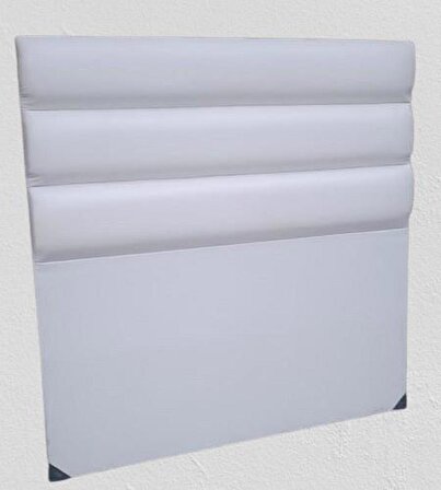 Başlık DK Tek Kişilik 100'lık Model Suni Deri  beyaz Kumaş Yatay Dilimli El Yapım