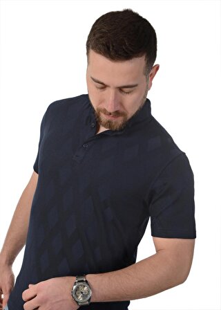 Erkek Lacivert Polo Yaka T-Shirt Regular Rahat Kesim