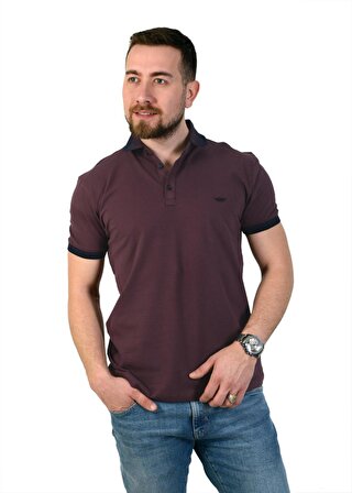 Erkek Bordo Polo Yaka %100 Pamuk Düz T-Shirt Regular Rahat Kesim