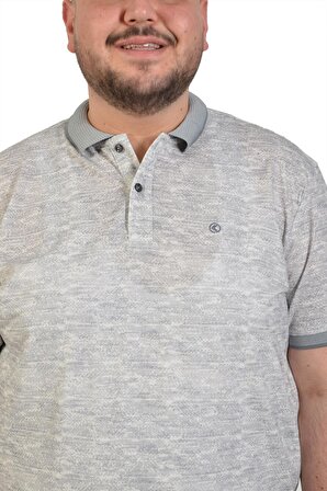 Büyük Beden Bej Polo Yaka Düz Erkek T-Shirt Klasik Kesim