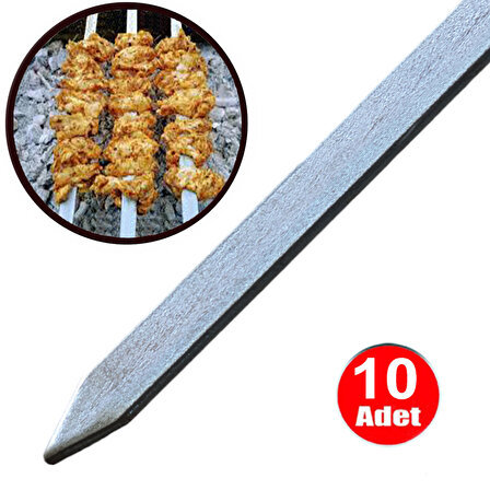 Aletçantam Tavuk Kanat Şiş Yassı Demir Mangal Barbekü Ciğer Kebap Sebze Şişi 50cm - 10 Adet