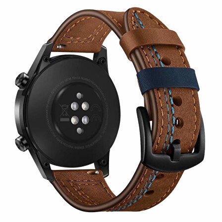Megafox Galaxy Watch 5/5 Pro 40-44-45mm 20mm Uyumlu Deri Kordon Dikişli Dizayn Spor Tasarım Bileklik