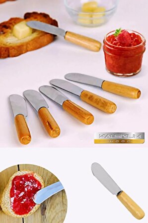 Mini 6 Adet Lüx Tereyağı/recel Bıçağı 6'lı Ahşap Saplı Mini Bıçağı Ahşap Saplı Spatula Seti Kahvaltı