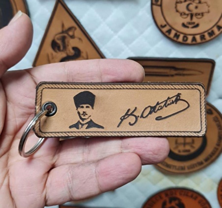 ATATÜRK Deri Anahtarlık  - Arma - Leather Key Holder