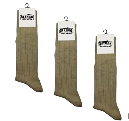Askeri Çorap Haki Renk Dikişsiz Yazlık Çorap - İstihkak Çorap (3 Çift)