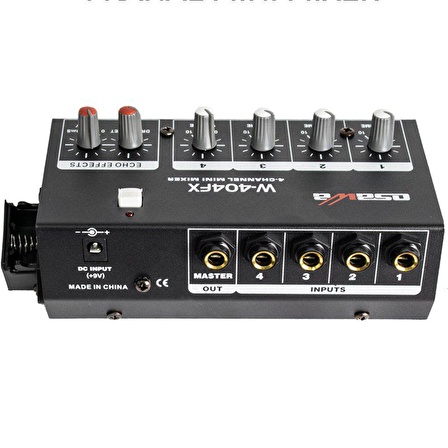 OSAWA W-404FX MİK GİRİŞ-1 LINE ÇIKIŞ EKOLU MİK ÇOĞALTICI 4 KANAL MINI MIXER 20 DB ADAPTÖRLÜ