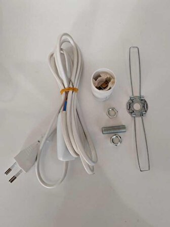 Abajur Elektrik Aksamı Su Kabağı Ve El Yapımı Lambalar Için Uygun E14 Duylu Beyaz Renk