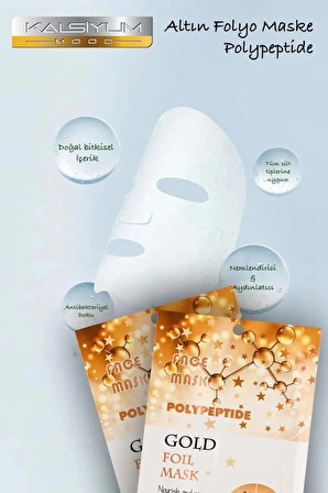 Altın Folyo Aydınlatıcı Yüz Maskesi Gold Foil Mask 30ml 1adet Peg-40 Hint Yağı Maskesi