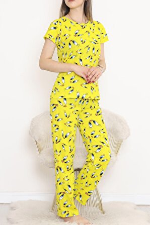 Desenli Pijama Takımı Sarı1 - 130.1287.