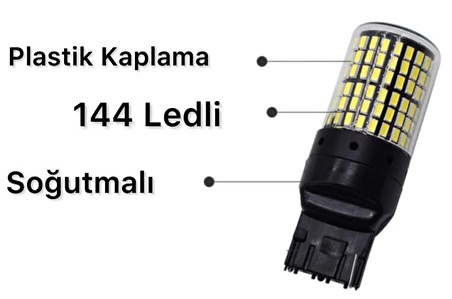 YLC T20 7440/7443 9W TEK DUY DİPSİZ LED AMPUL BEYAZ 4014CHİP 144SMD ULTRA PARLAK 4 ADET