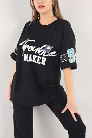 Siyah Trouble Maker Tshirt