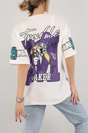 Beyaz Trouble Maker Tshirt