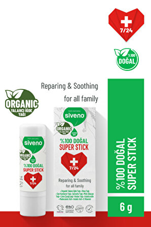 Siveno %100 Doğal Super Stick Anlık Yatıştırıcı Onarıcı Organik Yalancı Iğde Yağlı bitkisel 6 G