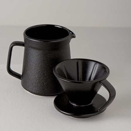 Linens Grand Porselen V60 Kahve Demleme Seti Siyah