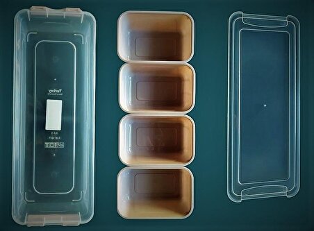 Gondol Plastik 4 Bölmeli Midi Organizer Kutu 2,5 lt Açık Kahverengi x 2 Adet