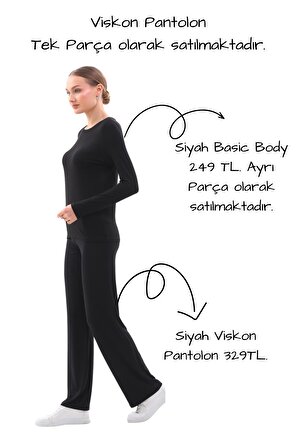 Extra Yumuşak Uzun Viskon Pantolon Home&Outdoor-Siyah
