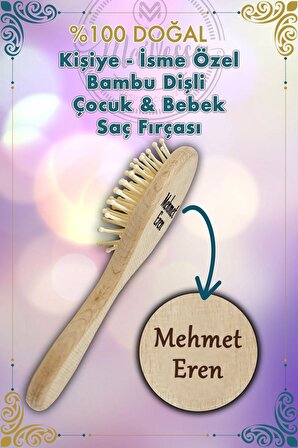 Ma'Vessa Kişiye - İsme Özel Doğal Ahşap Bambu Bebek & Çocuk Tarağı - Saç Fırçası