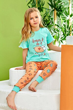 Kız Çocuk Kuzu Desenli Pijama Takımı