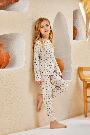 Kız Çocuk Arı Desenli Pijama Takımı