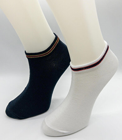 CİHO SOCKS Basic 6 Çift Erkek Lastik Kısmı Şerit Detaylı Patik Çorap