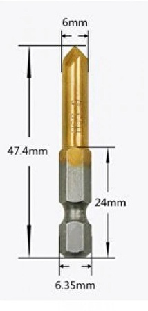 Titanyum Kaplı Havşa Matkap Ucu 5 Kanatlı 6mm X 1 Adet  (rf114)