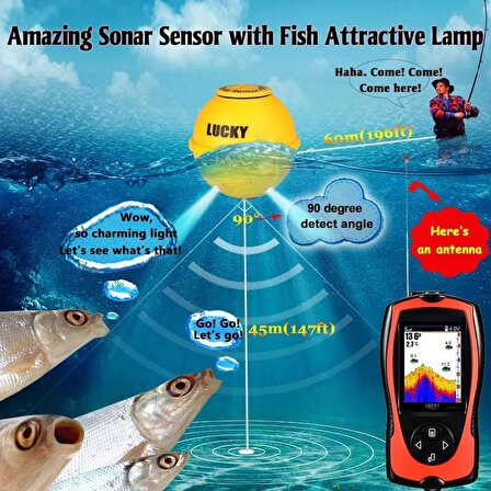 LUCKY Taşınabilir Balık Bulucu Dönüştürücü Sonar Sensörü - 45 Metre