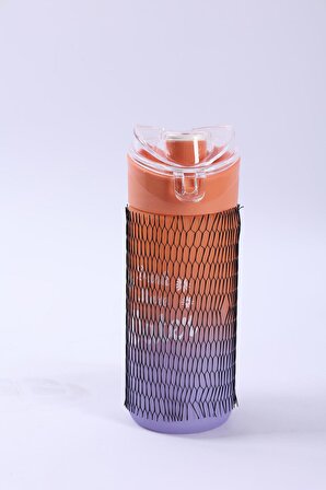 500 ml Motivasyonel Çift Renk Matara Askılı Su Matarası Turuncu Cam Su Şişesi Suluk Bpa Içermez