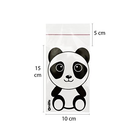 Panda Desenli Poşet 15x10 Panda Baskılı Şeffaf Poşet 
