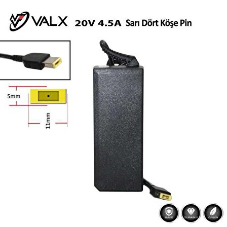 Valx LA-20075 20V 4.5A 90W Sarı Dörtköşe Pin Adap.