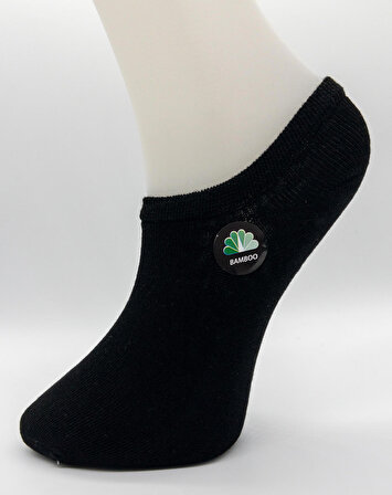 CİHO SOCKS Premium Bambu 6 Çift Siyah Erkek Dikişsiz Görünmez Patik Sneaker Çorap