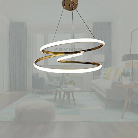 LED Avize Gold Renk 3 Renk Işık Beyaz- Sarı - Gün Işığı Salon - Oturma Odası - Mutfak - Antre/hol - Çoçuk Odası -Yatak Odası