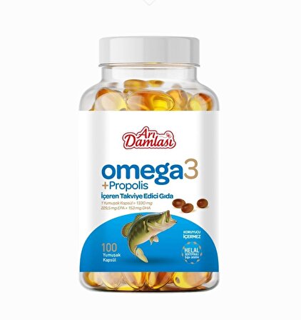 Arı damlası Omega 3 + Propolis 1330 mg X 100 Adet Yumuşak Kapsül