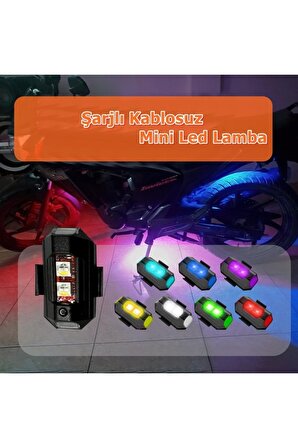 Rgb Motosiklet Drone Bisiklet Otomotiv Şarjlı Kablosuz Mini Led Lamba- 7 Renk Flaşlı