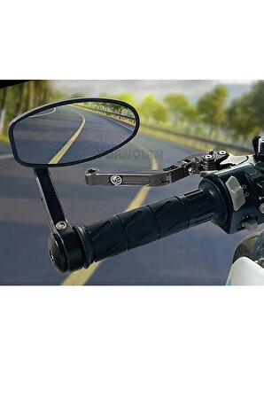 Motosiklet Gidon Aynası Siyah Renk Siyah Topuz 22 Mm Gidon Uyumlu -Arasmoto