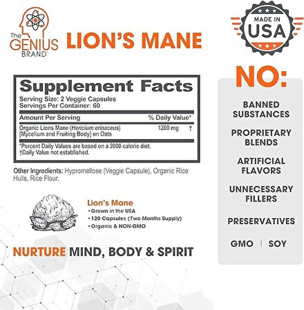 Genius Lions Mane 1200 mg 120 Kapsül