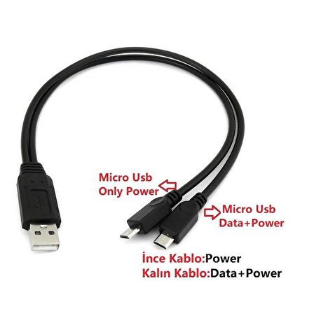 Micro Usb Y Kablo Data Power Çevirici Dönüştürücü Çoklayıcı Kablo